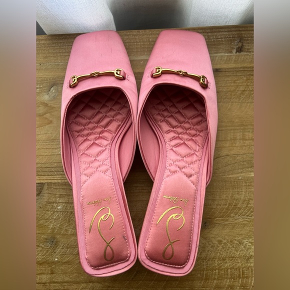 Sam Edelman Ollie Satin Bit Buckle Square Toe Dress Mules in Pink - Picture 5 of 11